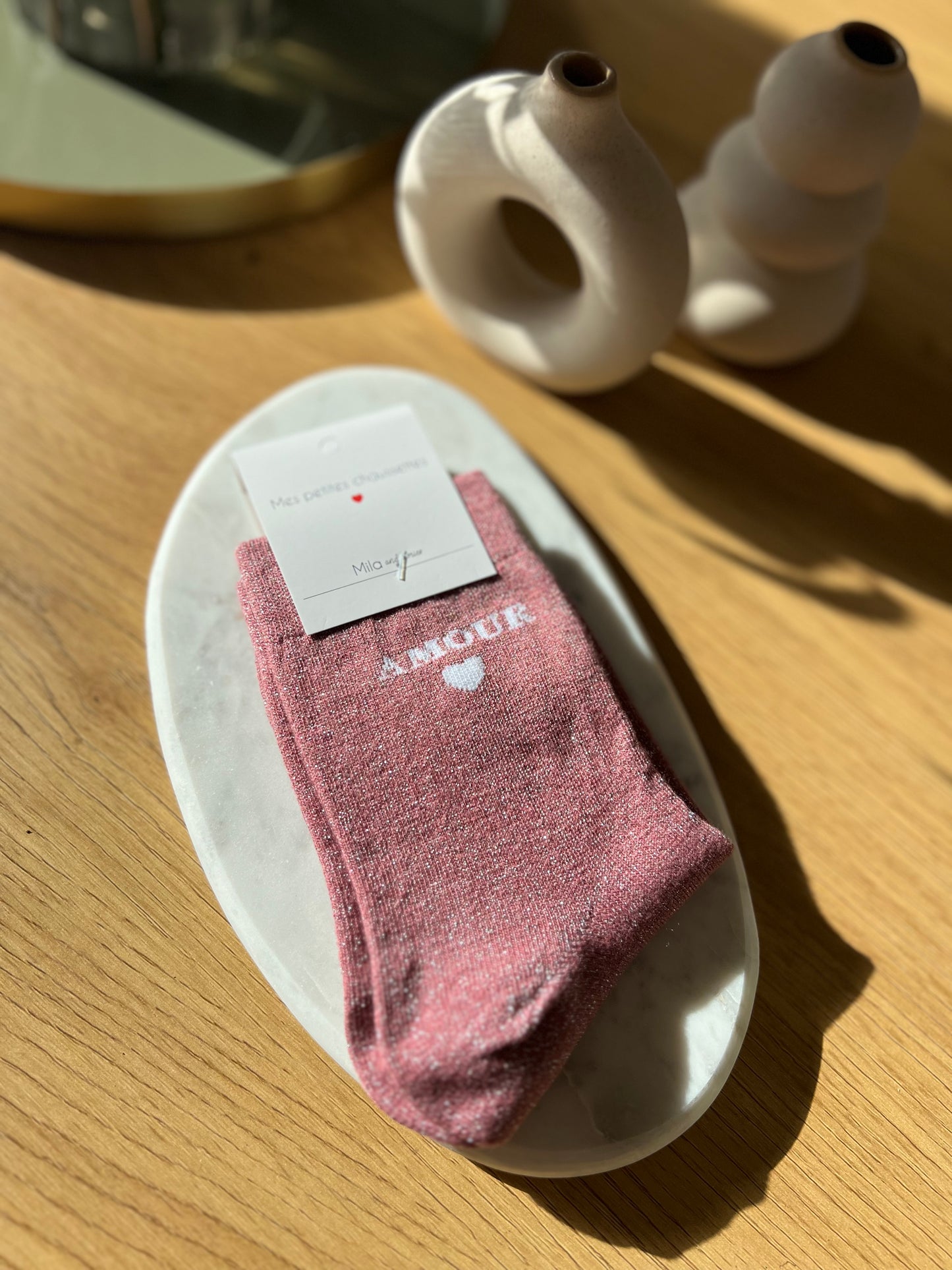 Chaussettes « amour » rose